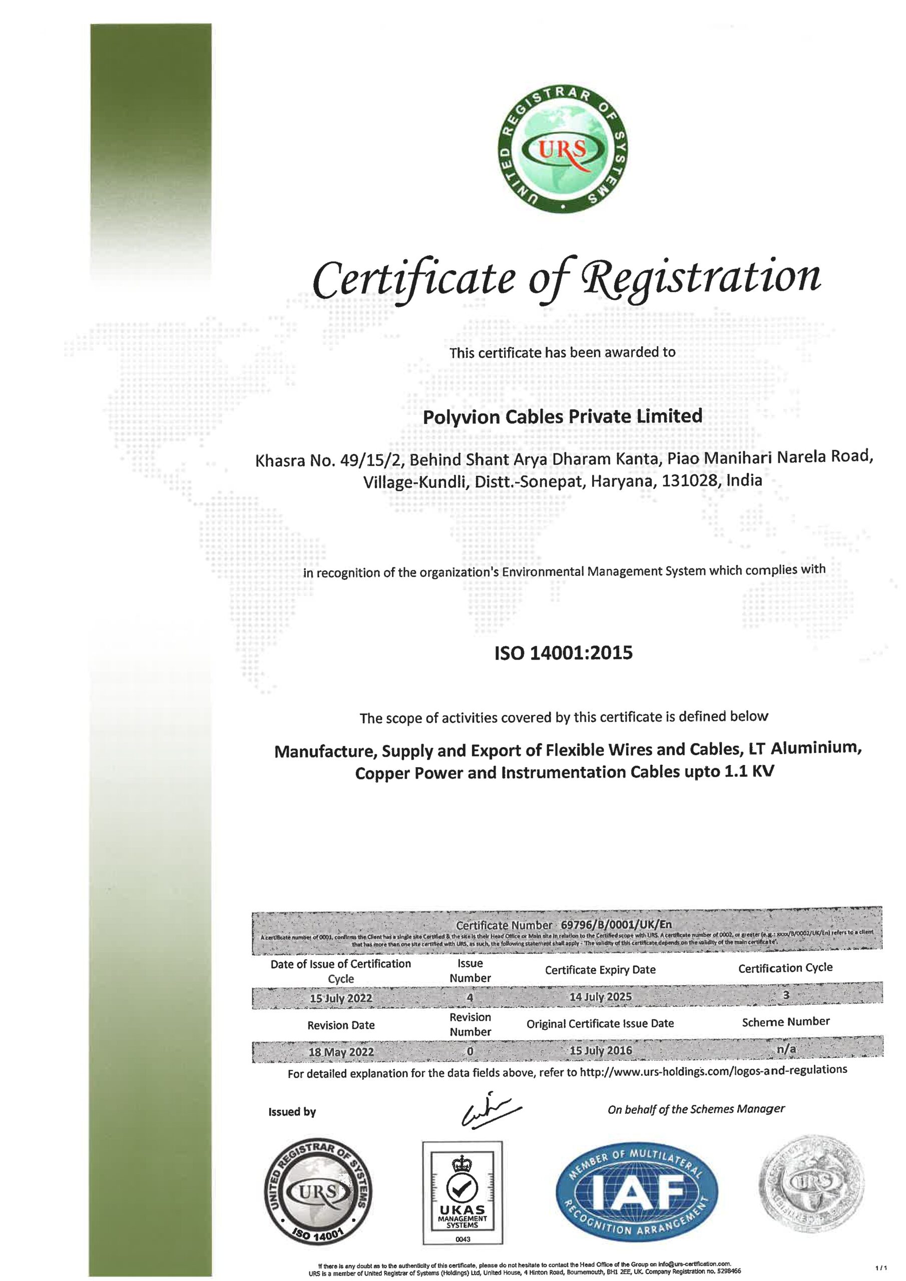 ISO Certificate - 14001